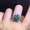Splendido anello verde da 3 ct in argento sterling 925 con fedi nuziali di fidanzamento Anelli per le donne Gioielli da sposa per dita 2202091474809