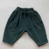 Kids Casual Elastic Waist Pant Solid Color Cotton Corduroy Trousers Korean Style Baby Boys Girls Pants Children's Clothing 211224