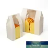 MAYZIN Bakery White Packaging Kraft Paper Bags With Window Square Bottom Bag for Bread/Cake/Sandwich