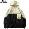 Spring Harajuku Hooded Jacket Men Hip Hop Streetwear Retro Jacket Windbreaker Vintage Color Block Track Jacket Coat Hoodie T200117