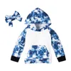 Hildrens Kläder 3st Set Toddler Baby Kids Hoodie Byxor Huvudband Outfit Tie Dye Tracksuit kostym för barn jogging