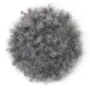 Hot Sell 100% Real Hair Gray Puff Afro Ponytail Hair Extension Clip In Remy Afro Kinky Curly Drawstring Ponytails Grå Hårstycke 120g