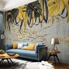 Moderne abstracte gouden blad muurschildering behang 3d art home decor woonkamer slaapkamer studeren creatieve muur schilderij papel de parede