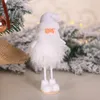 Boże Narodzenie ornament srebrny jedwab pluszowy zabawka stojąca postura biały Santa Claus Snowman Princess Doll Window Xmas dekoracji WVT1071
