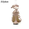 Eilyken Plus Size 35-42 Tacco a spillo Sandali da donna rossi Open Toe Gladiatore Cinturino a fascia stretta Sandali con tacco alto Scarpe da donna estive 1010