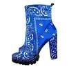 Boots Totem Printing Lady Casual Plus Size Women Ankle 2021 Autumn Winter Fashion Zipper Mouth Square Heels Boot1