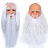 Noel Noel Baba Lateks 3D Cadılar Bayramı Şapkalar Sıcak Beyaz Saç Uzun saçlı Sihirbazı Old Man Peruk 2020 Yeni Büyükbaba Lateks K897 Maske Maske