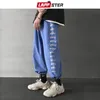 LAPPSTER الرجال اليابانية الشارع الشهير بنطال ركض رجل الجانب مخطط هيكل السمكة Sweatpants الهيب هوب عادية فضفاض سراويلي حريمي 201116