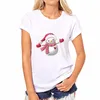 Damen Plus Size Frohe Weihnachten Aufdruck O-Ausschnitt T-Shirt Kurzarm Buchstaben Aufdruck Top für Damen (S-3XL)