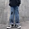 2021 Japan Cartoon Anime Graffiti HARAJUKU MĘŻCZYZNIE MĘŻCZYZNE Dżinsowe spodnie Y2K proste kobiety Wide Vintage Denim Pants Oversize 0309