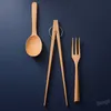 Cooking Utensils Spoons Long Handle Wood Cook Spoon Tools Cutlery Set Portable Dinnerware Wooden Spatula Soup Scoop Tableware BH4548 WLY