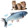 Juguete de gato con forma de pez, muñeco volteador eléctrico de felpa realista, divertido, interactivo, para masticar, morder, disquete, perfecto para gatito