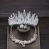 3 PCS / conjunto barroco de coroa requintada noiva grande coroa acessórios de casamento rhinestone pérola bride diadem tiara ornamentos de cabelo