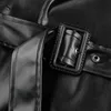 القوطية الأسود خندق معطف المرأة الخريف الشارع الشهير فو الجلود بو سترة مع حزام ضمادة السيدات الأزياء دراجة نارية سترة أبلى 201030