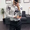 Persönlichkeit Jugend Trend Mode Lässige Männer langärmliges Hemd Frühling und Herbst Neue M-5XL Gedruckte Zeitung Slim Shirt 2019 G0105