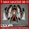 Kit de corpo para yamaha tmax max 500 xp500 max-500 t 2008-2011 carroçaria laranja branco 107NO.108 tmax-500 tmax500 t-max500 2008 2009 2010 2011 2011 MAX500 08 09 10 11 Feeding do OEM