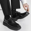 Chaussures à plateforme noires Harajuku pour hommes, chaussures coréennes et japonaises à fond épais en cuir décontractées, Streetwear Vintage pour hommes, chaussures épaisses rehaussées