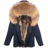 2020 Мужчины Real Fur Paird Реальный енот Мех с капюшоном Пальто Природа Енот Подкладка Куртки Parka Мужская Зимняя Куртка