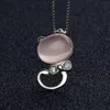 Кошка Ожерелье Мода Ювелирные Изделия Счастливое Ожерелье Кошка Глаз Камень Кулон Ожерелье Женские Элегантные Ожерелья