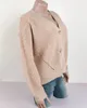 Kvinnor Solid Casual Sweater Oversize V Hals Stickade Cardigans 2020 Höst Varm Loose Lantern Sleeve Singel Row Button Kvinna Coat