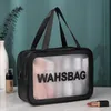 Scatole di immagazzinaggio Bins PU trasparente Trucco Trucco Trucco Borsa da bagno Grande capacità PVC Bath da bagno traslucido smerigliato portatile femmina1