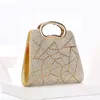 NXY Abendtaschen Tasche für Frauen Golden Silber Glas Strass Hochzeit Party Handtaschen Kristall Clutch 220210