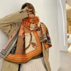 Horse Scarf Thick Long Winter Scarf Orange Brand Design Shawl Wrap Neck Scarves Pashmina Lady 190* LJ201113