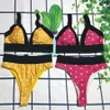 Costume da bagno con cuori trapano Donna sexy a vita alta Tankini triangolo diviso per le vacanze Costume da bagno carino giallo e rosa