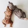 Baby Boy Cartoon Sika Deer Robe con Zipper Newborn Crawler Girl Girl Vestiti Q1114