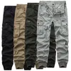 Męskie kamuflaż taktyczne spodnie ładunków mężczyźni Joggers Połącz wojskowe swobodne bawełniane spodnie Hip Hop Ribbon Male Army Spodni 38 220108
