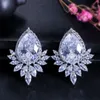 Luxury Charm earring designer for woman Long jewelry AAA Cubic Zirconia Silver Plated South American Water Drop White Red Copper Diamond Earrings For Women Party