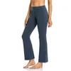 Femmes Bootcut Yoga Pantalon avec Poches Taille Haute Workout Tummy Control Robe Jambe Droite Lâche Course Casual H1221