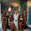 2021 элегантные платья подружки невесты пляж Beach Boho Country Wedding Party Maid of Change Plocks Формальные кабриолетные платья Африка