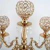 Candelabros com 5 braços, peça central decorativa para casa, feriado, cristal dourado, castiçal para festa de jantar, 201202241y