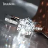 Transgems Classic Solid 14k White Gold 2CT CT Diameter 8mm F Color Engagement Ring for Women Wedding Present Y200620