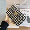 Cross Ciała Moda Wełna Plaid Szerokie Łańcuch Celebrity Inspirowany Torba Rombus Square Sling Houndstooth Woolen Ramię Kobiet Crossbody