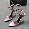 Caldi tacchi sexy in vendita che sposano le pompe da sposa Scarpe eleganti da donna Cinturino alla caviglia in vera pelle Sandali gladiatori estivi leopardati