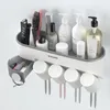 Badkameraccessoires Sets Magnetische Tandenborstelhouder met Tandpasta Dispenser Toiletartikelen Opslagrek Tandpasta Squeezer LJ201204