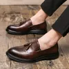 trend tassel men Italian Luxury minimalist shoe design leather dress shoes Bullock Carving Top Leather wedding party fashion loafers large size:US6.5-US12