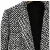 Automne hiver femmes bouton unique poche surdimensionné longue tranchée pied-de-poule mélange vêtements d'extérieur femme manteau de laine 201102