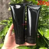 Lege 7oz Facial Cleanser Cream Shampoo Body Gel Lotion Squeeze Fles 200ml Zwart Plastic Cosmetische Container Zachte TubesGratis verzending IT
