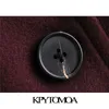 KPYTOMOA Women Fashion Single Button Oversized Woolen Coat Vintage Lantern Sleeve Pockets Female Outerwear Chic Overcoat 201221