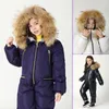 Manteau en duvet grande taille combinaison pour enfants doudoune hiver garçons combinaison de ski filles épais vêtements d'hiver chauds enfants siamois veste 220919