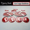 1 set7pcs 3d K Front Grille Trunk ratthjulhjulscentrum Caps Sticker Badge Emblem för Kia K5 Optima Forte Koup263o