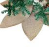 골드 크리스마스 트리 스커트 반짝이는 잎 디자인 트리 스커트 P2871 201127198T