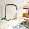 Wall Mount Kitchen 360 Roterende Swivel Basin Sink Faucet Enkele Handvat Koudkraan 220118