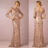 2023 Brudklänningarna Bling Bling Rose Gold Sequined Lace Jewel Lace Appliques V Back Evening Party Dress Formal Wedding Gästklänningar