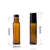 10ML Amber/Blue/Clear Glass Roll On Bottle Essential Oil Vials with Metal Ball Roller WB2973