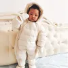 OLEKID 2020 Newborn Baby Jumpsuit Hooded Plus Velvet Warm Baby Boys Snowsuit Toddler Snow Suit Baby Girl Cotton Overalls Rompers L2782025