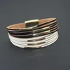 multi layer wrap leather bracelet gold magnetic buckle women bracelets bangle cuff fashion jewelry will and sandy